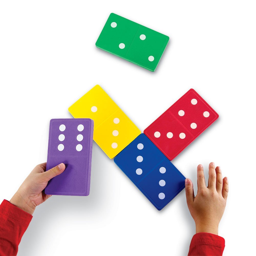 موارد التعلم - دومينو جامبو من الفوم، مجموعة من 28 دومينو ناعمة وملونة للأطفال، حجم كبير للأيدي الصغيرة، لعبة تعليمية هادئة في الفصل الدراسي أو المنزل، للأعمار من 5 سنوات فما فوق