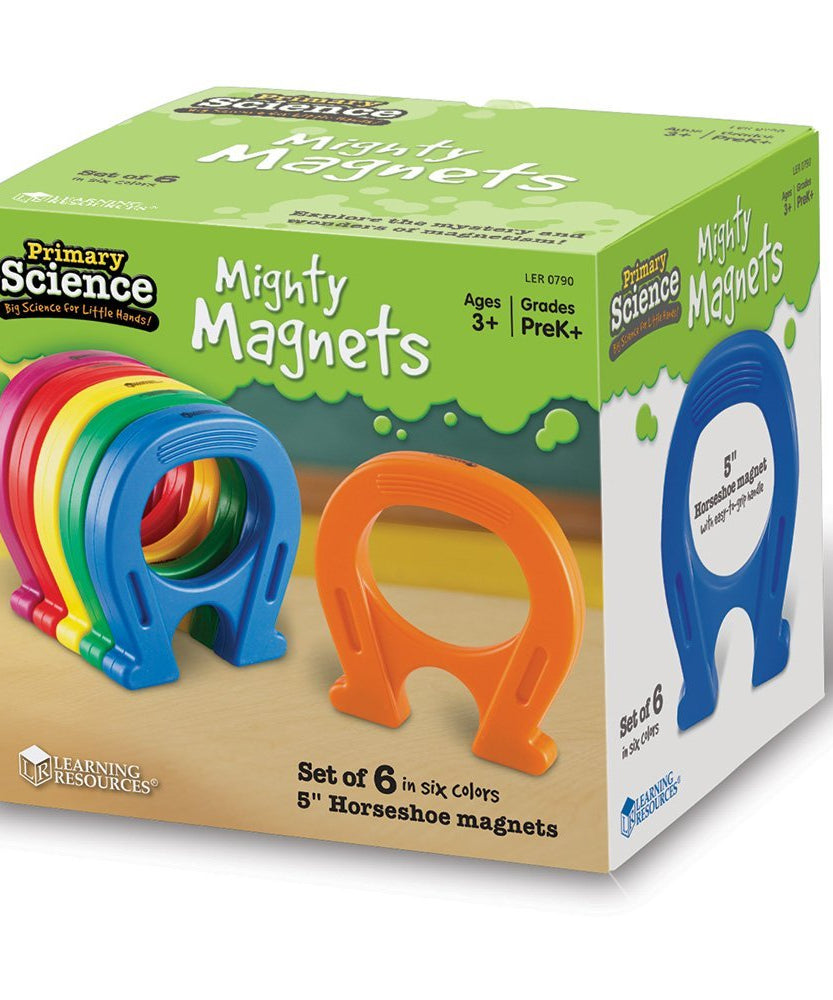 Learning Resources Primary Science® Mighty Magnets (Set of 6), Colourful Horseshoe Magnets for Kids, Durable Plastic, Perfect for Scientific Exploration, Ages 3+