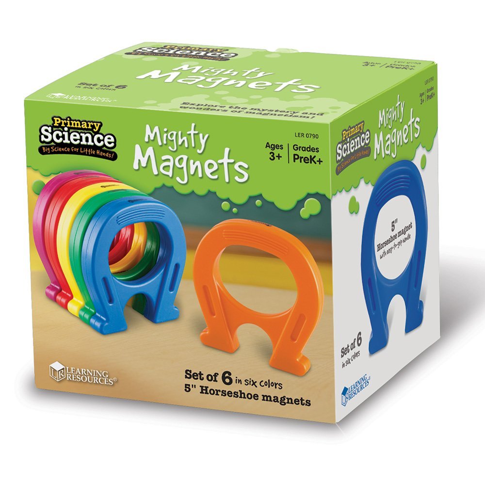 Learning Resources Primary Science® Mighty Magnets (Set of 6), Colourful Horseshoe Magnets for Kids, Durable Plastic, Perfect for Scientific Exploration, Ages 3+
