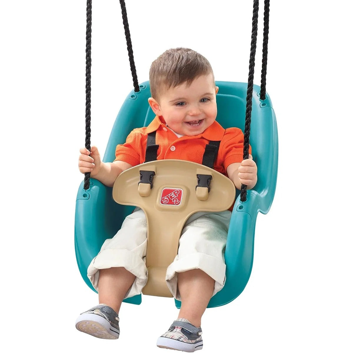 Step2 Infant to Toddler Swing, Turquoise, 1-PK, Weather-Resistant Rope & Easy-Clean Seat