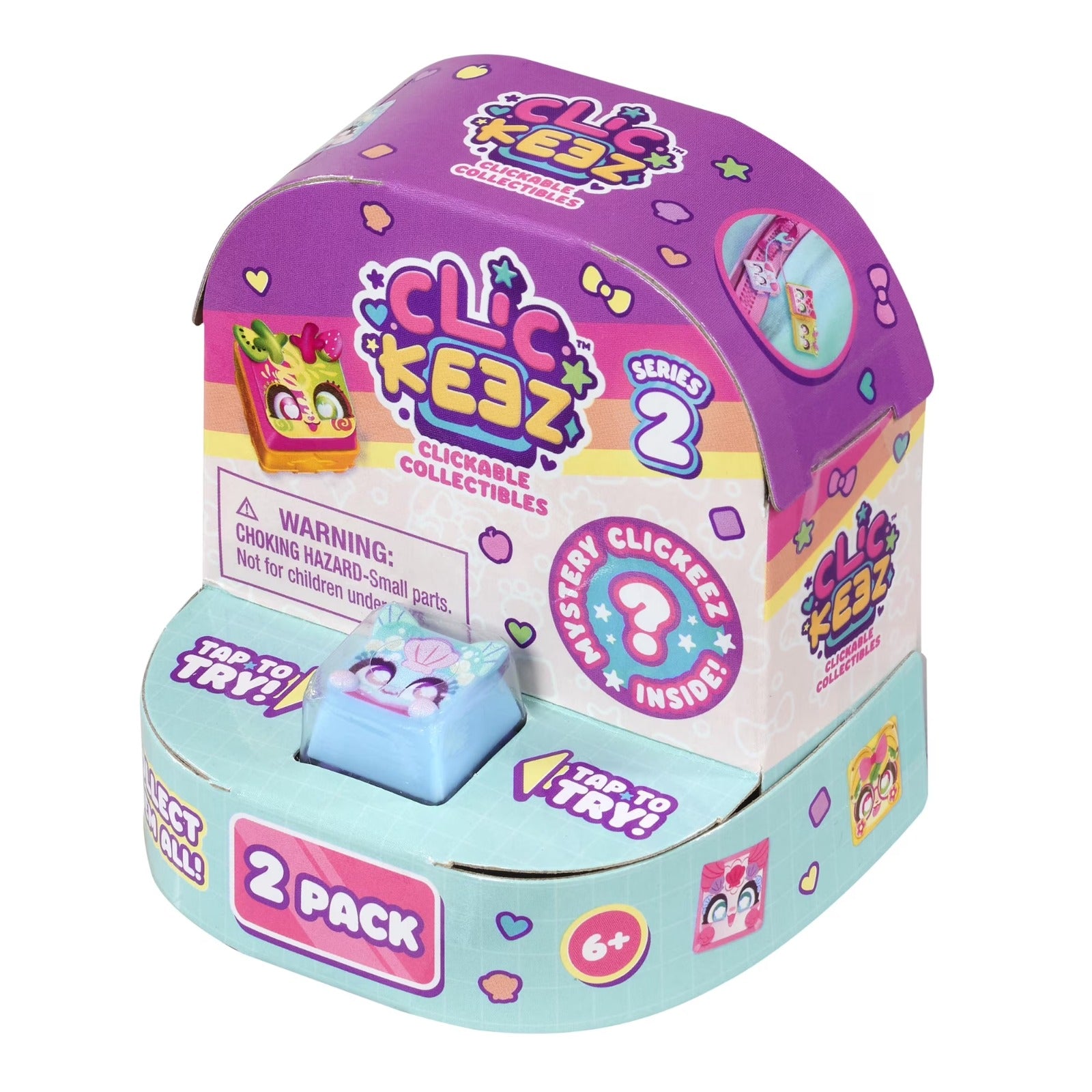 Clickeez Twin Pack Season 2 Clickable Keyboard Collectibles with 2 Mystery Characters, Keychain & Collector Guide, Fidget Toy for Kids Ages 6+