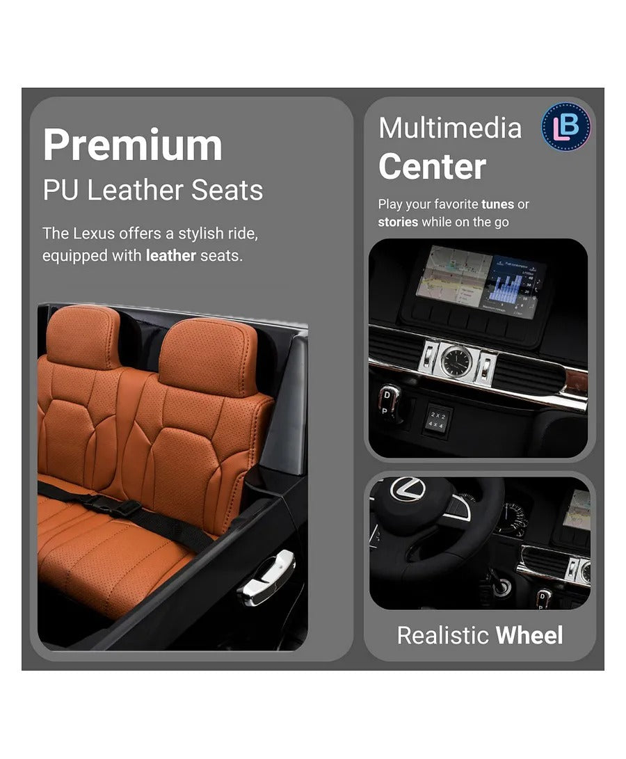 Lovely Baby Lexus LX570 SUV Ride-On Car for Kids, 3+ Years, Remote Control, LED Lights, Music, Openable Doors – Red, Gold, or Blue