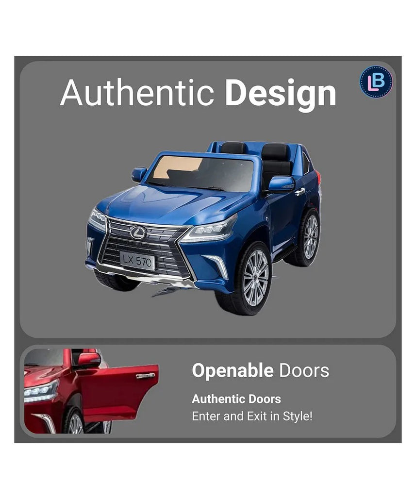 Lovely Baby Lexus LX570 SUV Ride-On Car for Kids, 3+ Years, Remote Control, LED Lights, Music, Openable Doors – Red, Gold, or Blue