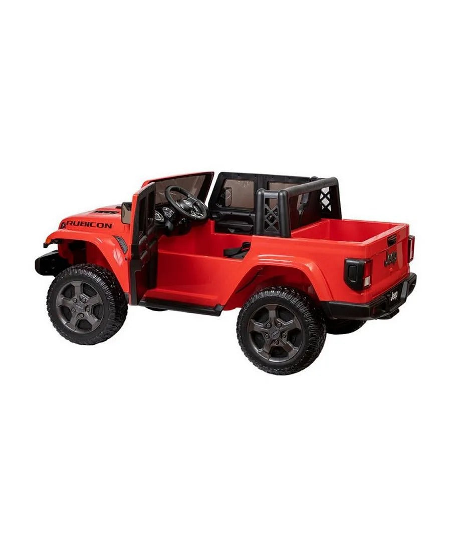 Jeep Rubicon Battery Operated Ride-On Car for Kids, 3+ Years, Dual Seats, Remote Control, Suspension Wheels, LED Headlights – Red, Green, Grey