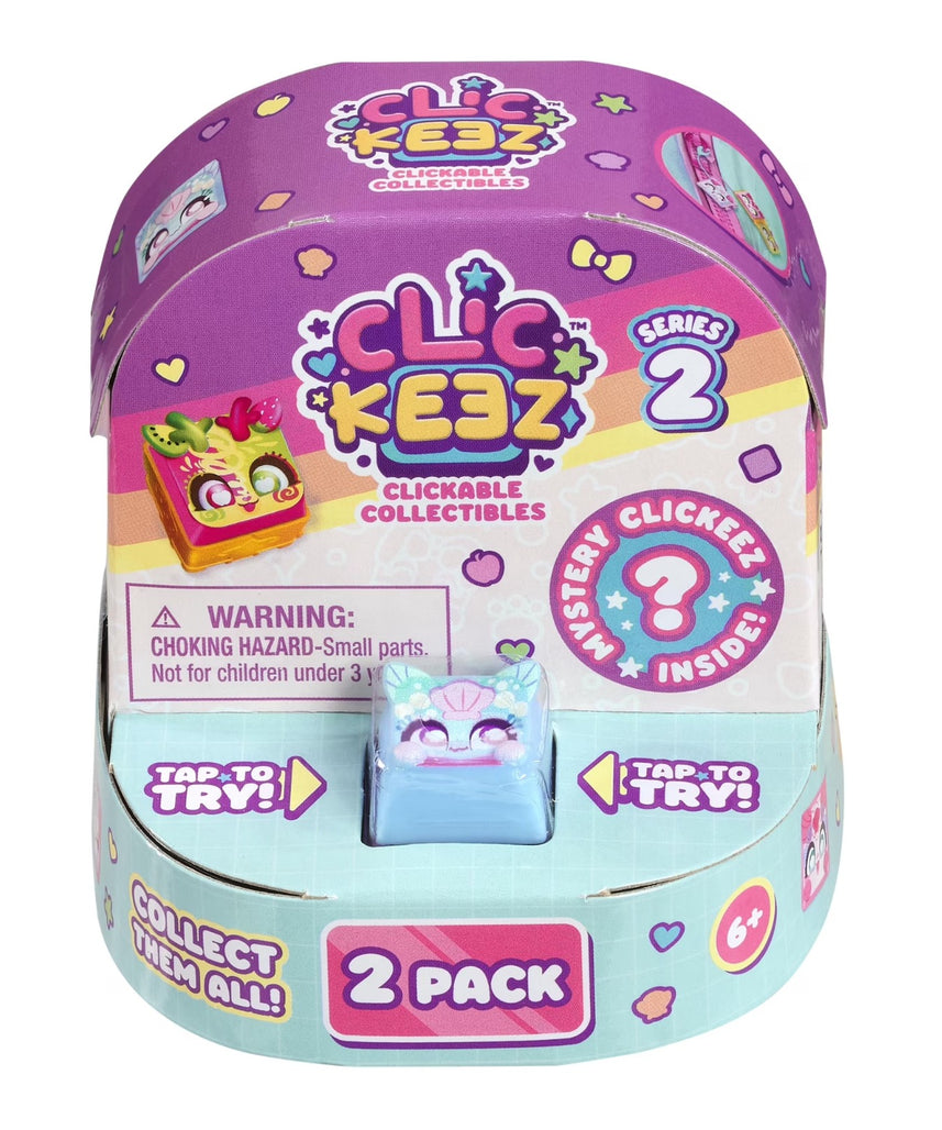 Clickeez Twin Pack Season 2 Clickable Keyboard Collectibles with 2 Mystery Characters, Keychain & Collector Guide, Fidget Toy for Kids Ages 6+