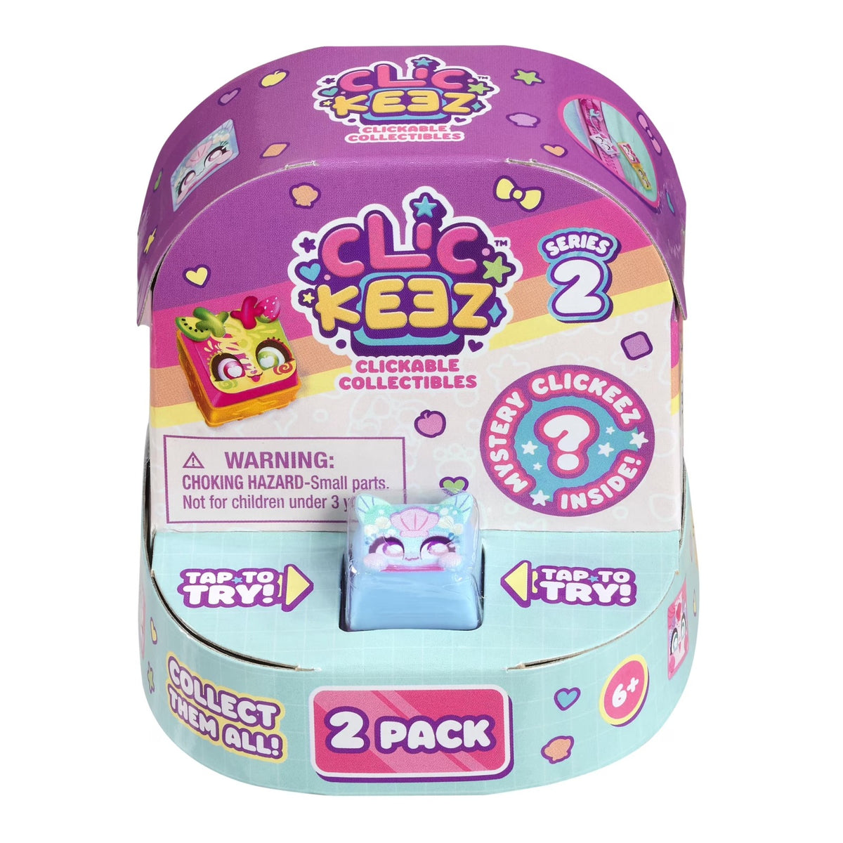 Clickeez Twin Pack Season 2 Clickable Keyboard Collectibles with 2 Mystery Characters, Keychain & Collector Guide, Fidget Toy for Kids Ages 6+