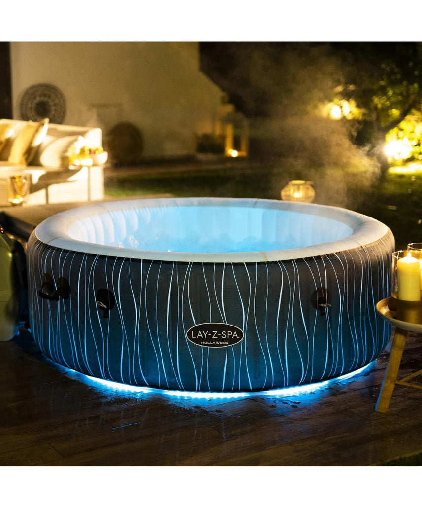 Bestway Hollywood AirJet™ Inflatable Spa 77" x 26" (1.96m x 66cm), 6-Person Hot Tub with AirJet Massage, LED Lights & Heater – Ages 18+