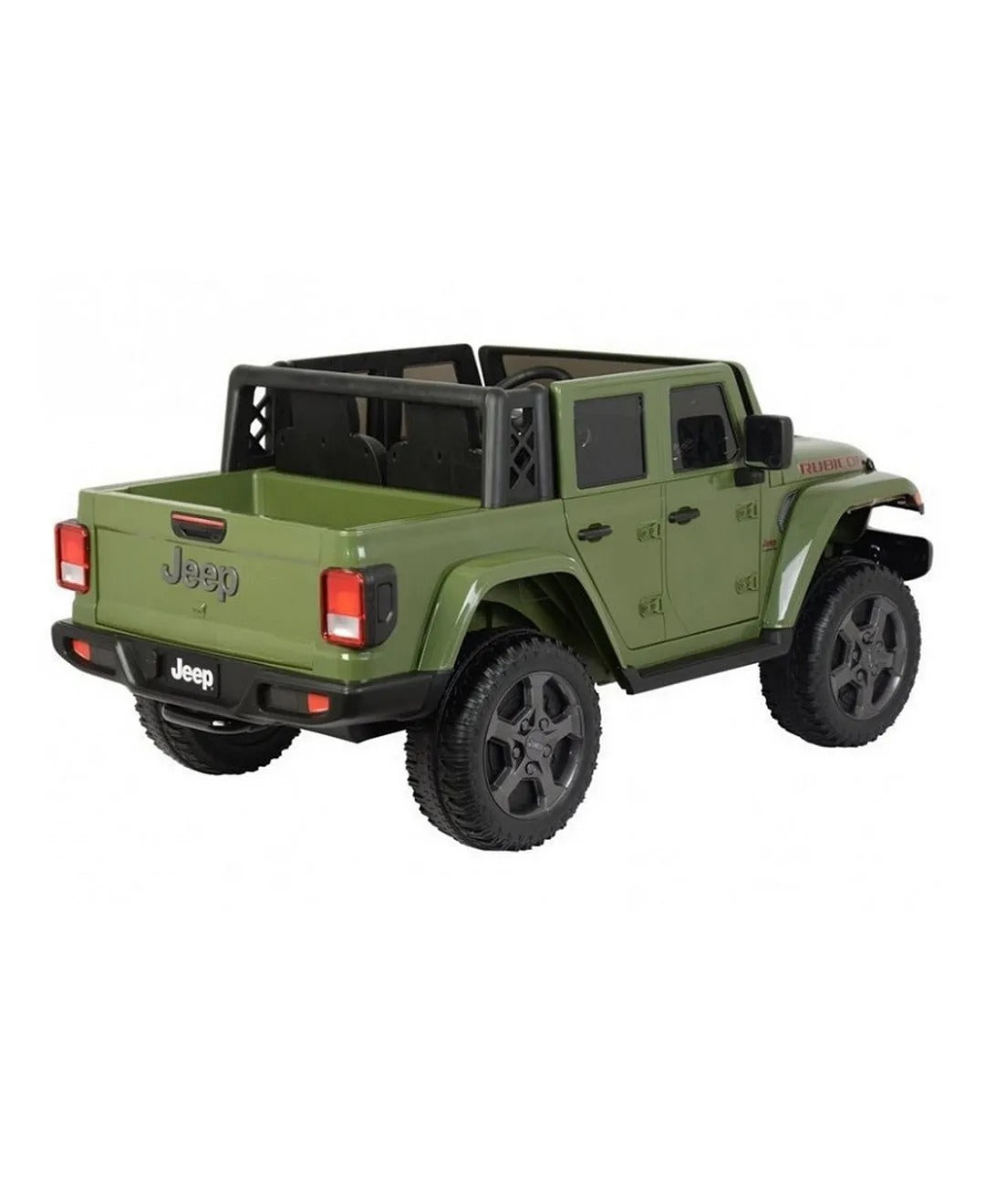 Jeep Rubicon Battery Operated Ride-On Car for Kids, 3+ Years, Dual Seats, Remote Control, Suspension Wheels, LED Headlights – Red, Green, Grey