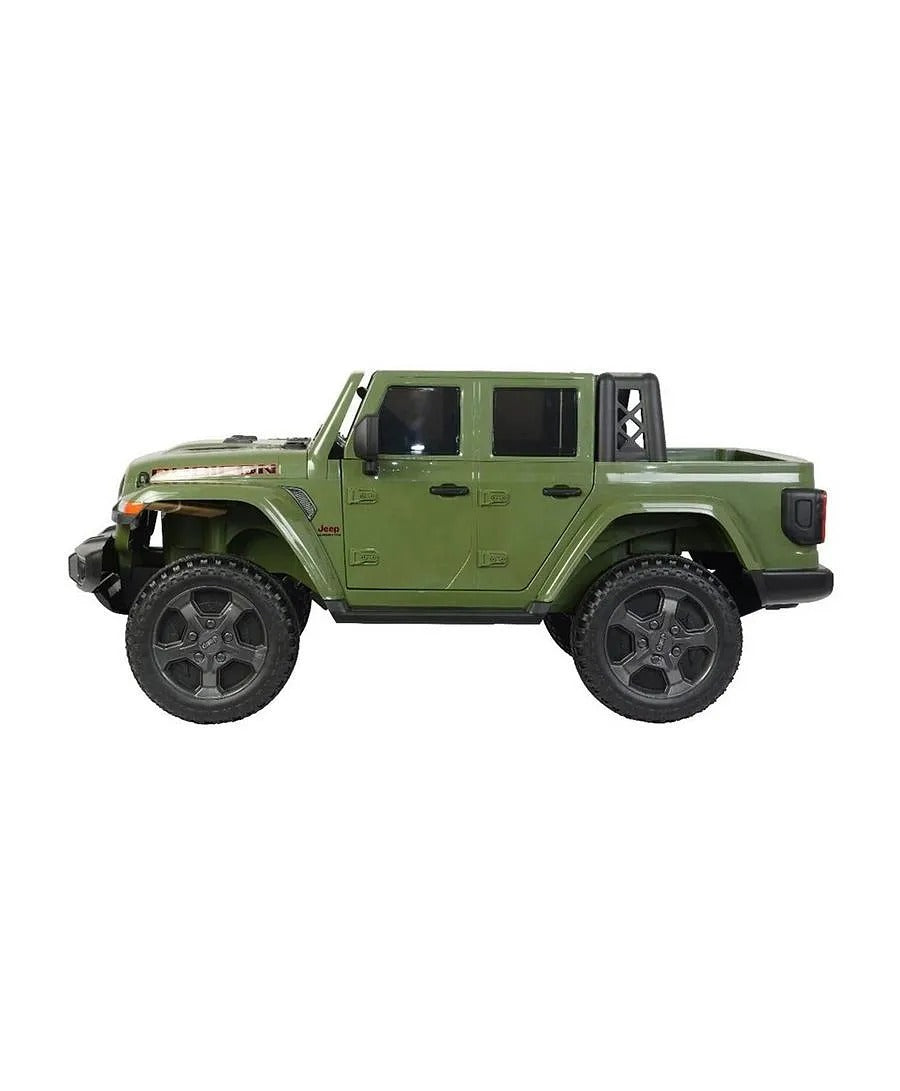 Jeep Rubicon Battery Operated Ride-On Car for Kids, 3+ Years, Dual Seats, Remote Control, Suspension Wheels, LED Headlights – Red, Green, Grey