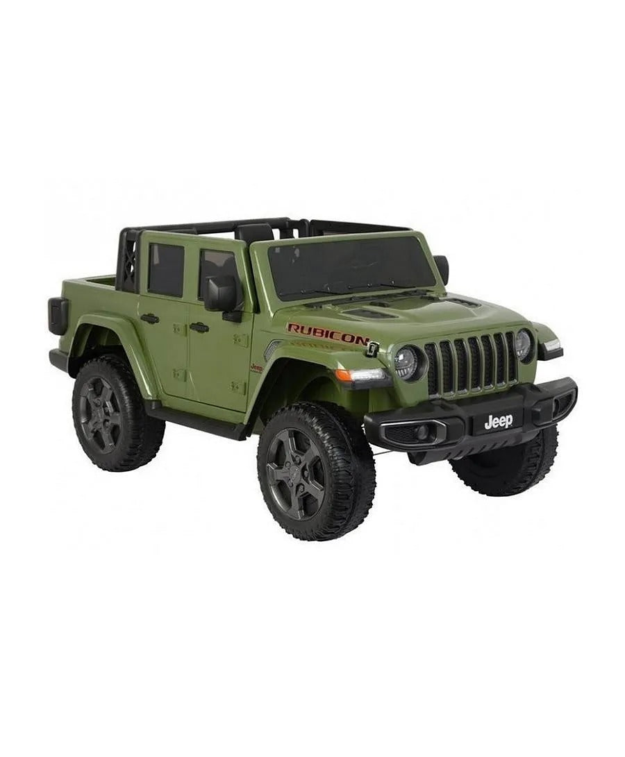 Jeep Rubicon Battery Operated Ride-On Car for Kids, 3+ Years, Dual Seats, Remote Control, Suspension Wheels, LED Headlights – Red, Green, Grey