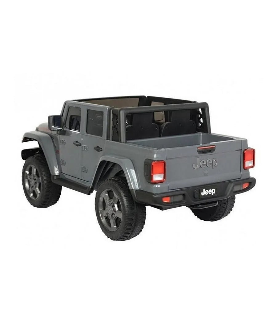 Jeep Rubicon Battery Operated Ride-On Car for Kids, 3+ Years, Dual Seats, Remote Control, Suspension Wheels, LED Headlights – Red, Green, Grey