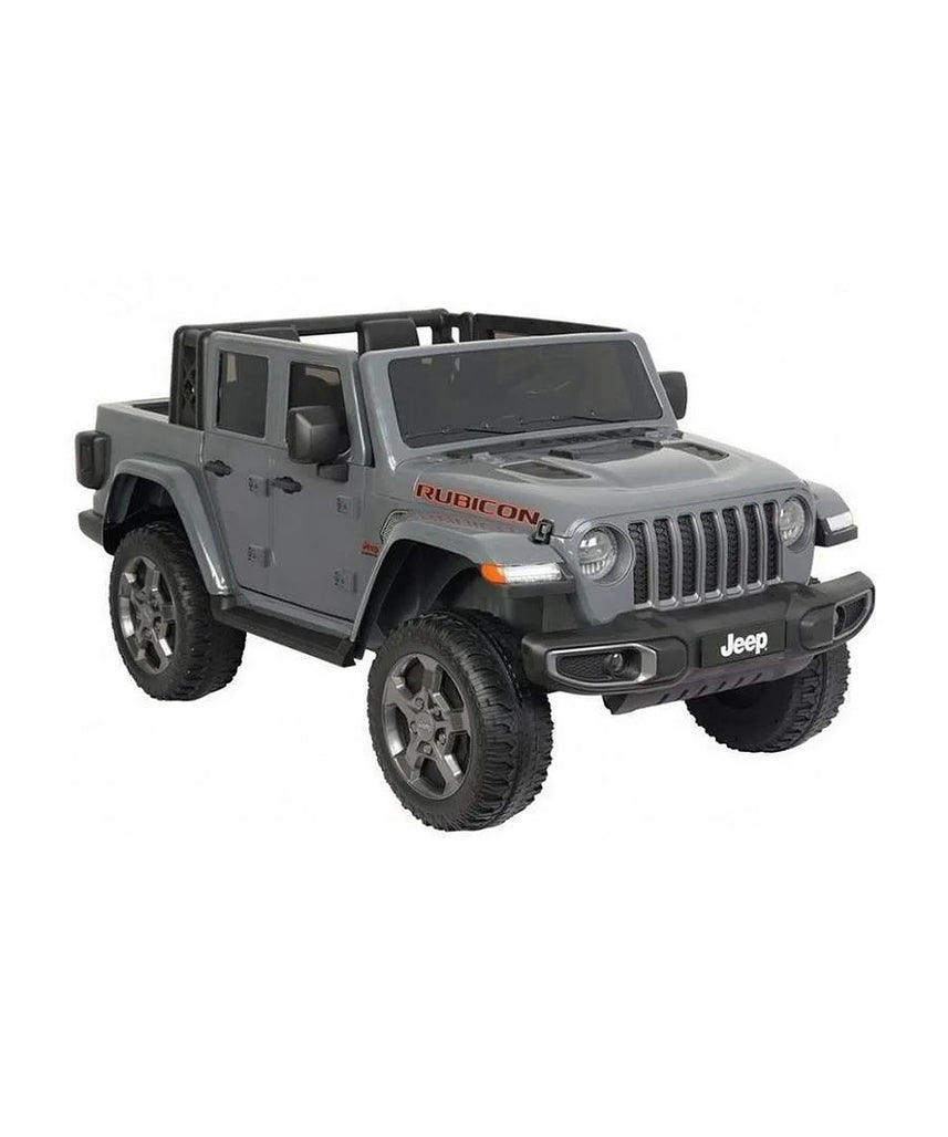 Jeep Rubicon Battery Operated Ride-On Car for Kids, 3+ Years, Dual Seats, Remote Control, Suspension Wheels, LED Headlights – Red, Green, Grey