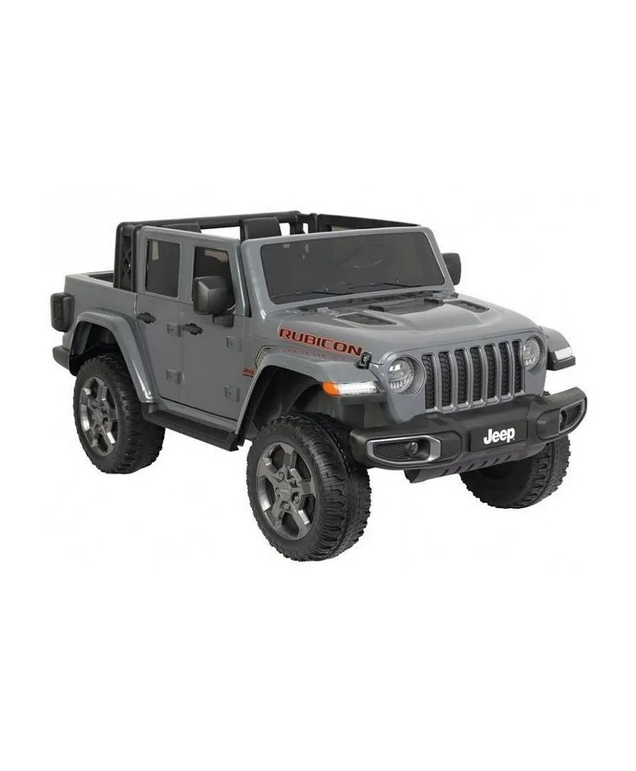 Jeep Rubicon Battery Operated Ride-On Car for Kids, 3+ Years, Dual Seats, Remote Control, Suspension Wheels, LED Headlights – Red, Green, Grey