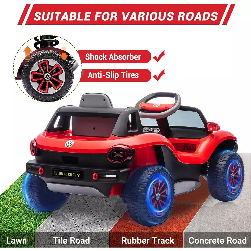 Licensed Volkswagen 12V Kids Ride-On Car with Parental Remote Control, LED Lights, Bluetooth, MP3 Player, Electric Battery Vehicle for Children 3+ Years