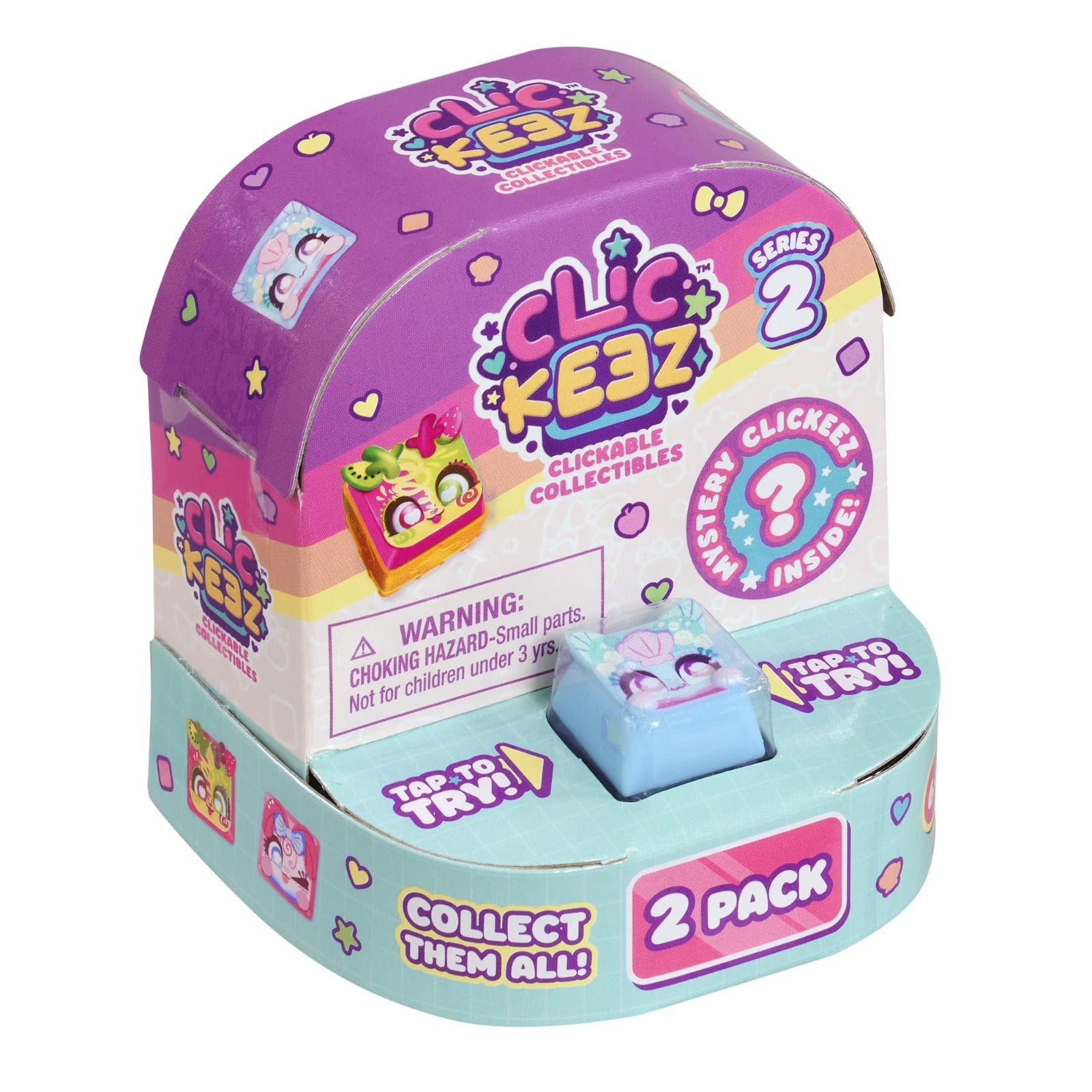 Clickeez Twin Pack Season 2 Clickable Keyboard Collectibles with 2 Mystery Characters, Keychain & Collector Guide, Fidget Toy for Kids Ages 6+