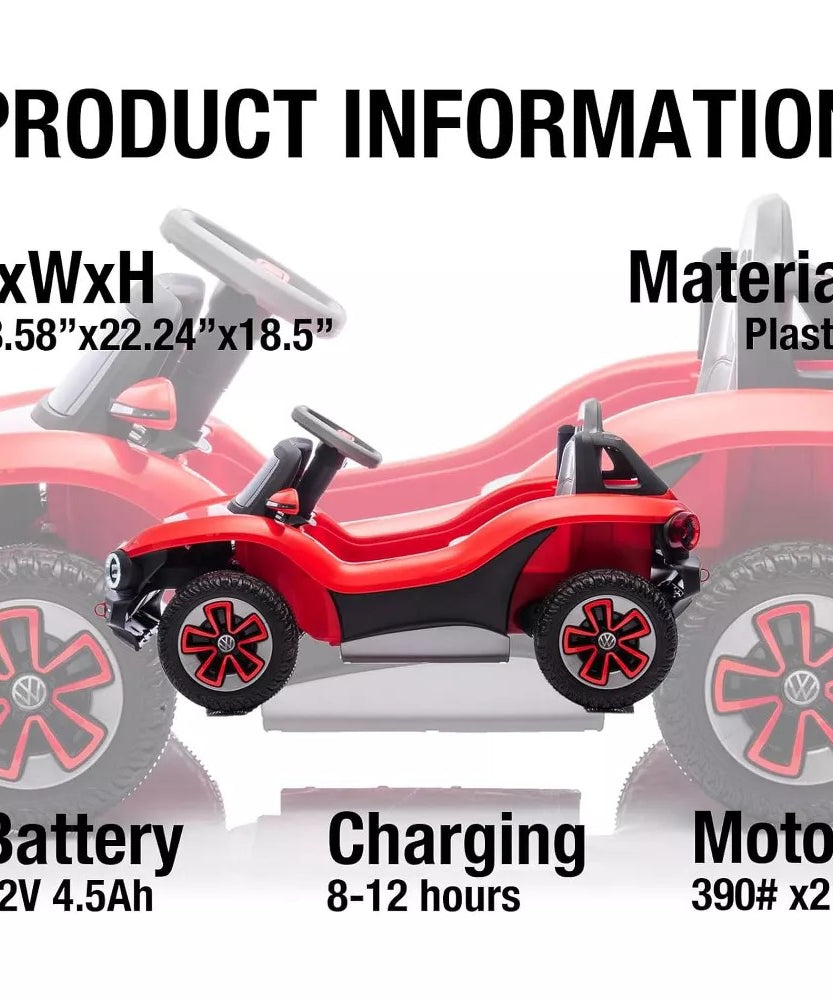 Licensed Volkswagen 12V Kids Ride-On Car with Parental Remote Control, LED Lights, Bluetooth, MP3 Player, Electric Battery Vehicle for Children 3+ Years