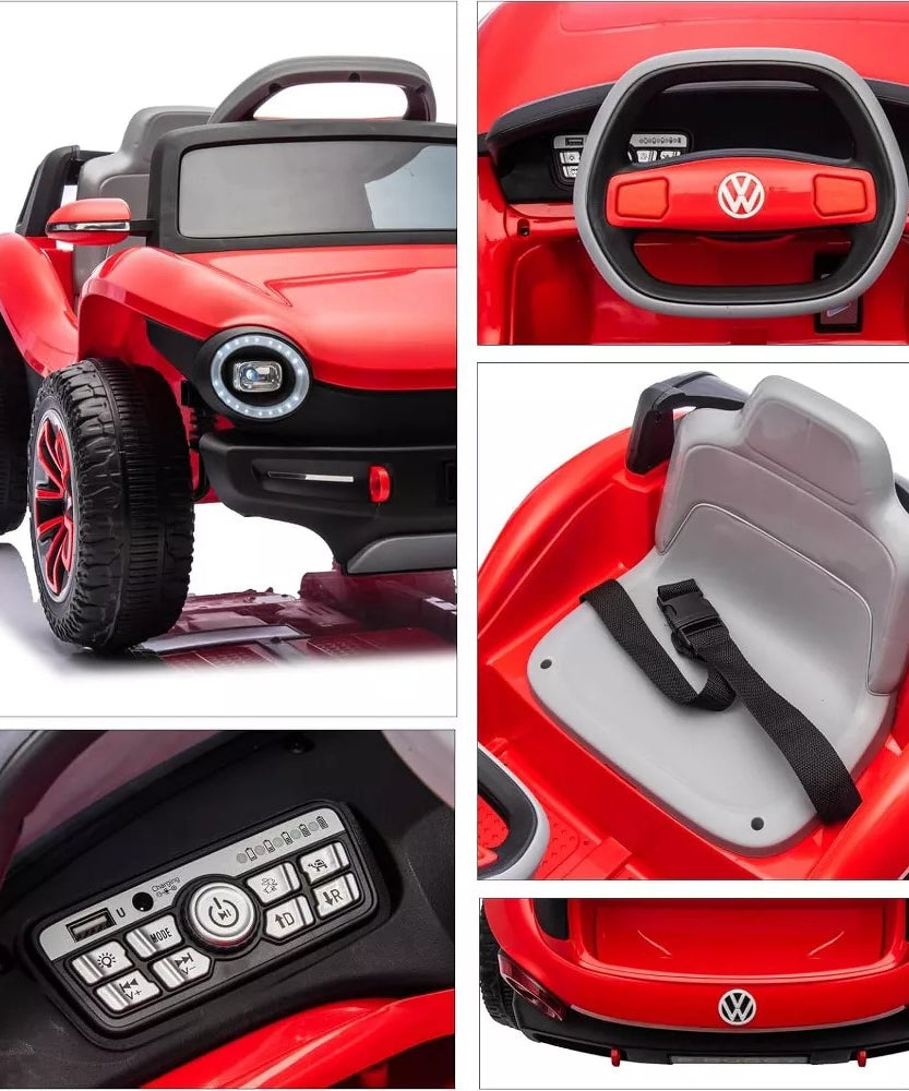 Licensed Volkswagen 12V Kids Ride-On Car with Parental Remote Control, LED Lights, Bluetooth, MP3 Player, Electric Battery Vehicle for Children 3+ Years