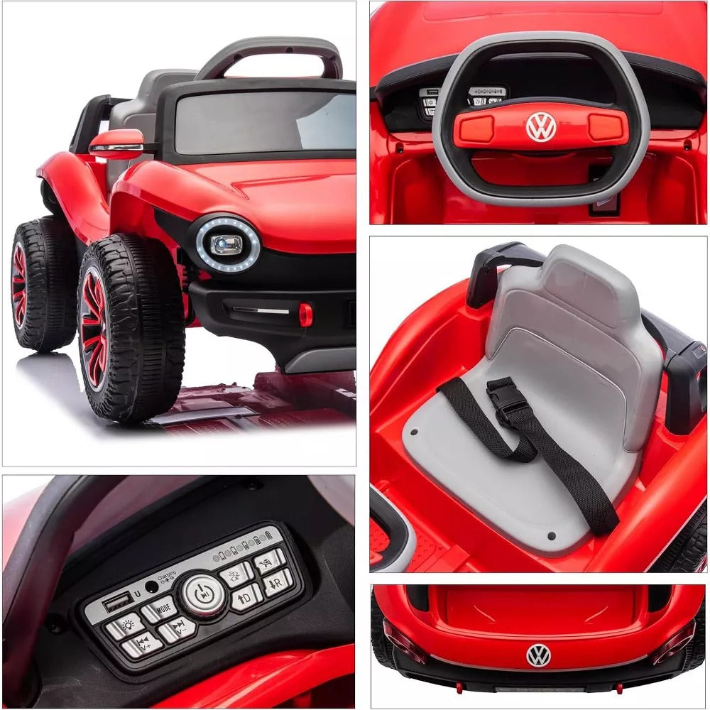 Licensed Volkswagen 12V Kids Ride-On Car with Parental Remote Control, LED Lights, Bluetooth, MP3 Player, Electric Battery Vehicle for Children 3+ Years
