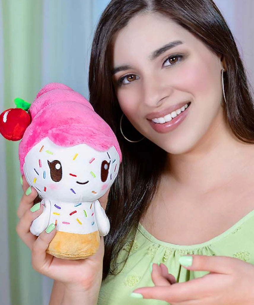 Official Moriah Elizabeth Cuepy Plushie, Soft Ice Cream Character Stuffed Toy with Cherry Detail, PP Cotton Filling, 9-Inch Collectible Plush for Fans and Gifting