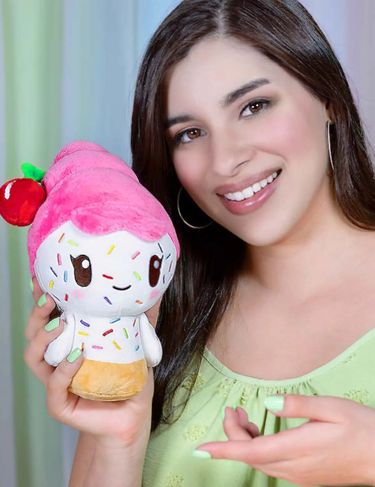 Official Moriah Elizabeth Cuepy Plushie, Soft Ice Cream Character Stuffed Toy with Cherry Detail, PP Cotton Filling, 9-Inch Collectible Plush for Fans and Gifting