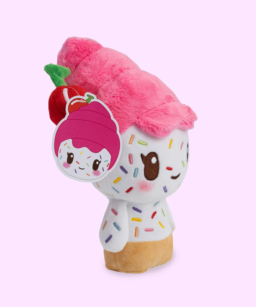 Official Moriah Elizabeth Cuepy Plushie, Soft Ice Cream Character Stuffed Toy with Cherry Detail, PP Cotton Filling, 9-Inch Collectible Plush for Fans and Gifting