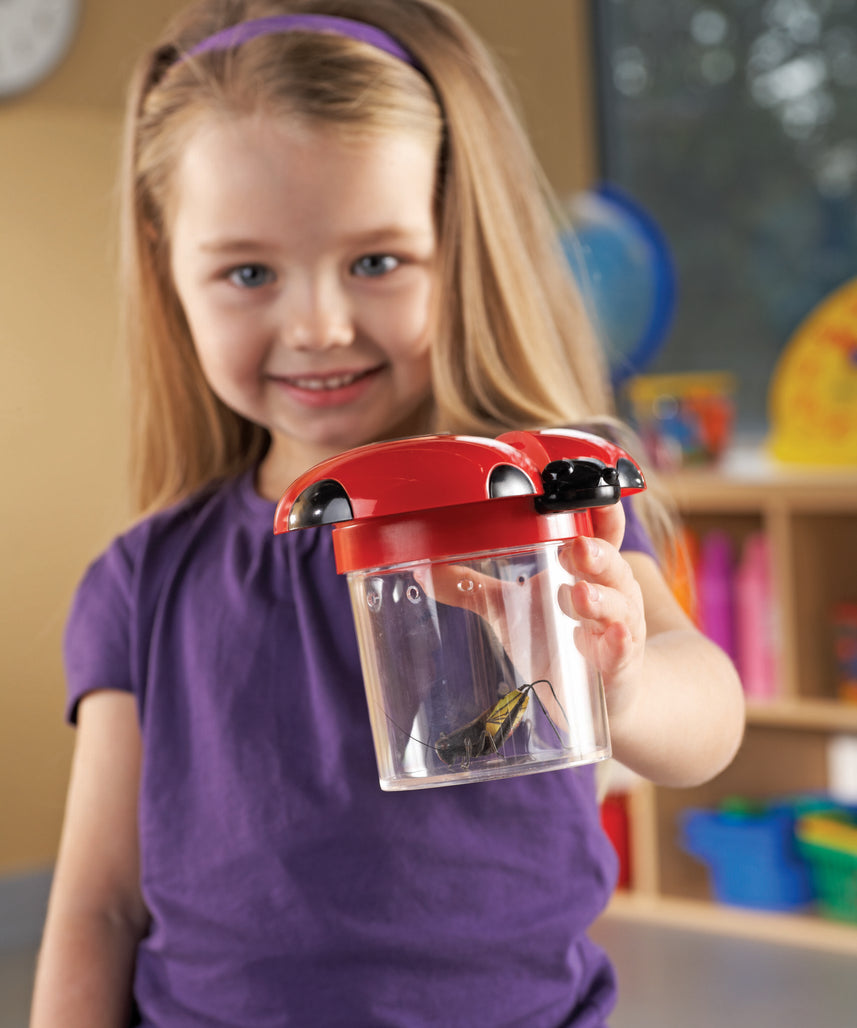 Learning Resources Jumbo Bug Jars, Set of 12 Insect Observation Jars for Kids, Includes 3.5x Magnifying Lids, Air Vents, and Screw-On Caps, Ideal for Outdoor STEM Exploration, Ages 3+