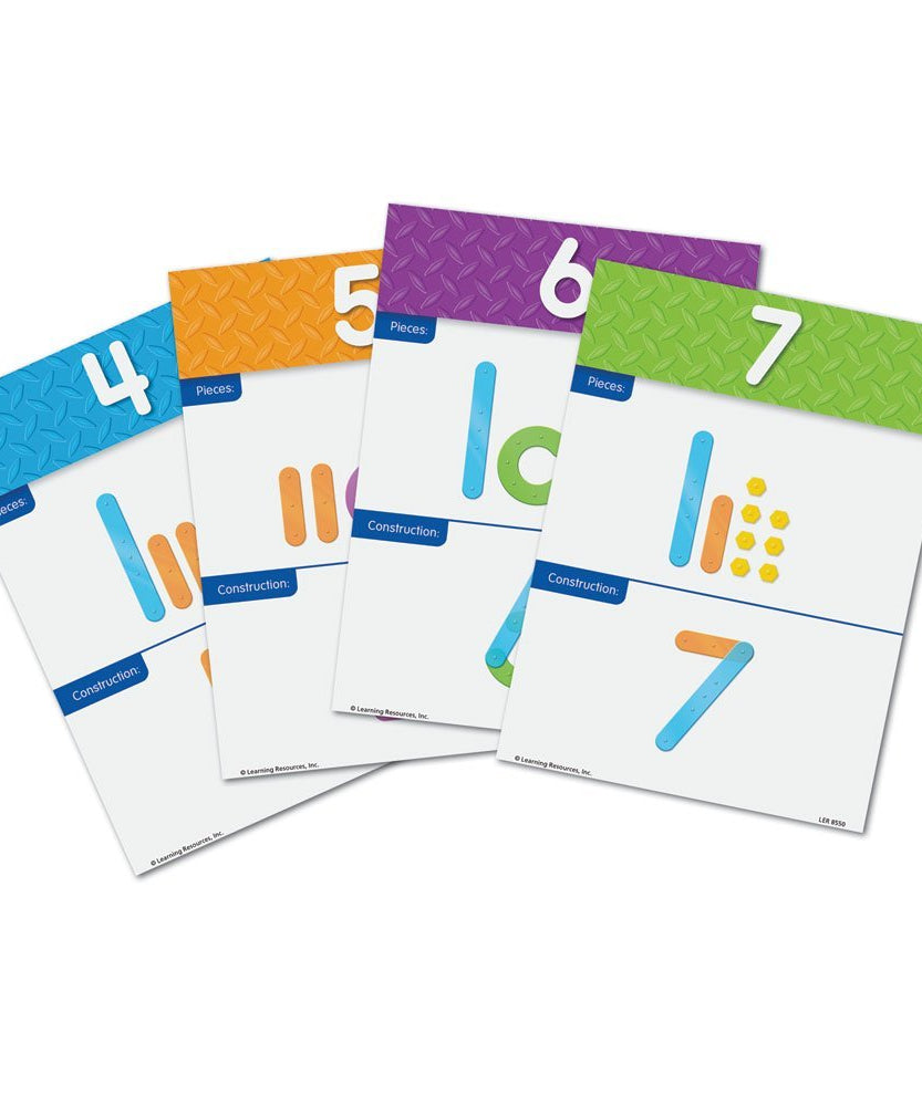 Learning Resources Number Construction Set, Build & Recognize Numbers 0-9, Fine Motor & Numeracy Activity for Kids, Includes Activity Cards & Colour-Coded Pieces, Set of 50, Ages 4+
