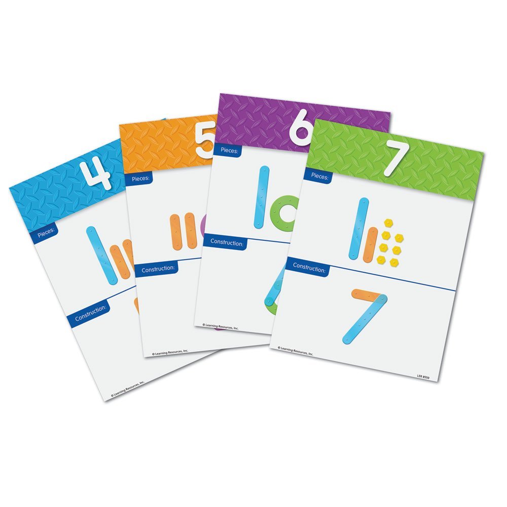 Learning Resources Number Construction Set, Build & Recognize Numbers 0-9, Fine Motor & Numeracy Activity for Kids, Includes Activity Cards & Colour-Coded Pieces, Set of 50, Ages 4+