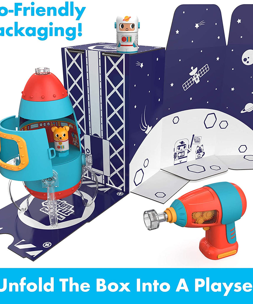 موارد التعلم تصميم وحفر® بولت باديز® لعبة بناء صاروخ مع مثقاب كهربائي آمن للأطفال، للأعمار من 3 سنوات فما فوق