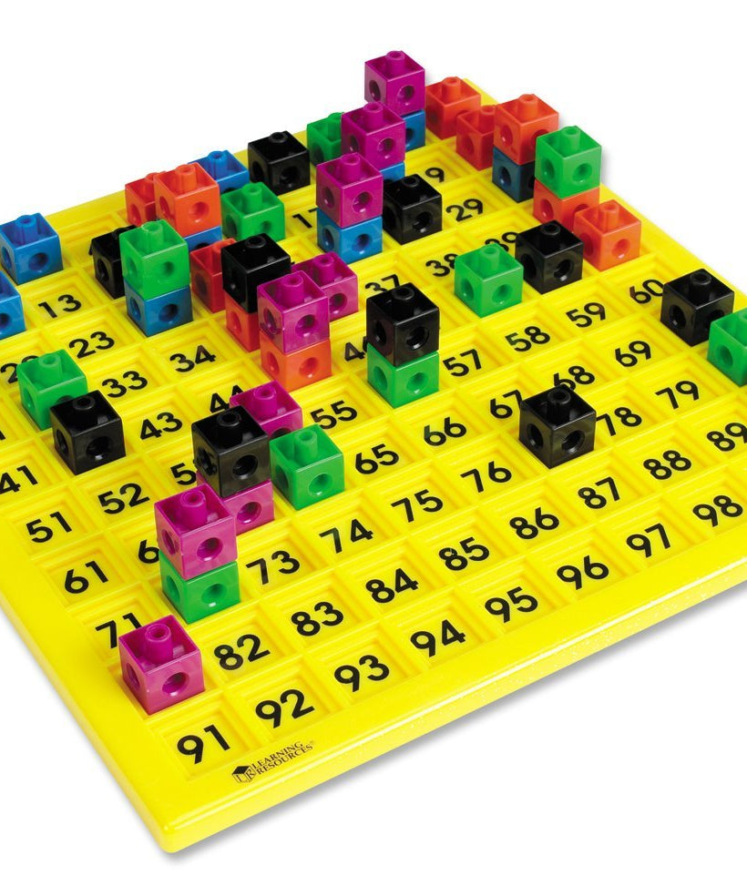لوحة الأرقام المائة من Learning Resources، مصنوعة من البلاستيك، وهي مورد رياضي متعدد الاستخدامات للتعرف على الأرقام والأنماط والأنشطة البيانية، وتتضمن 100 بلاطة ودليل أنشطة، مناسبة للأعمار من 5 سنوات فما فوق