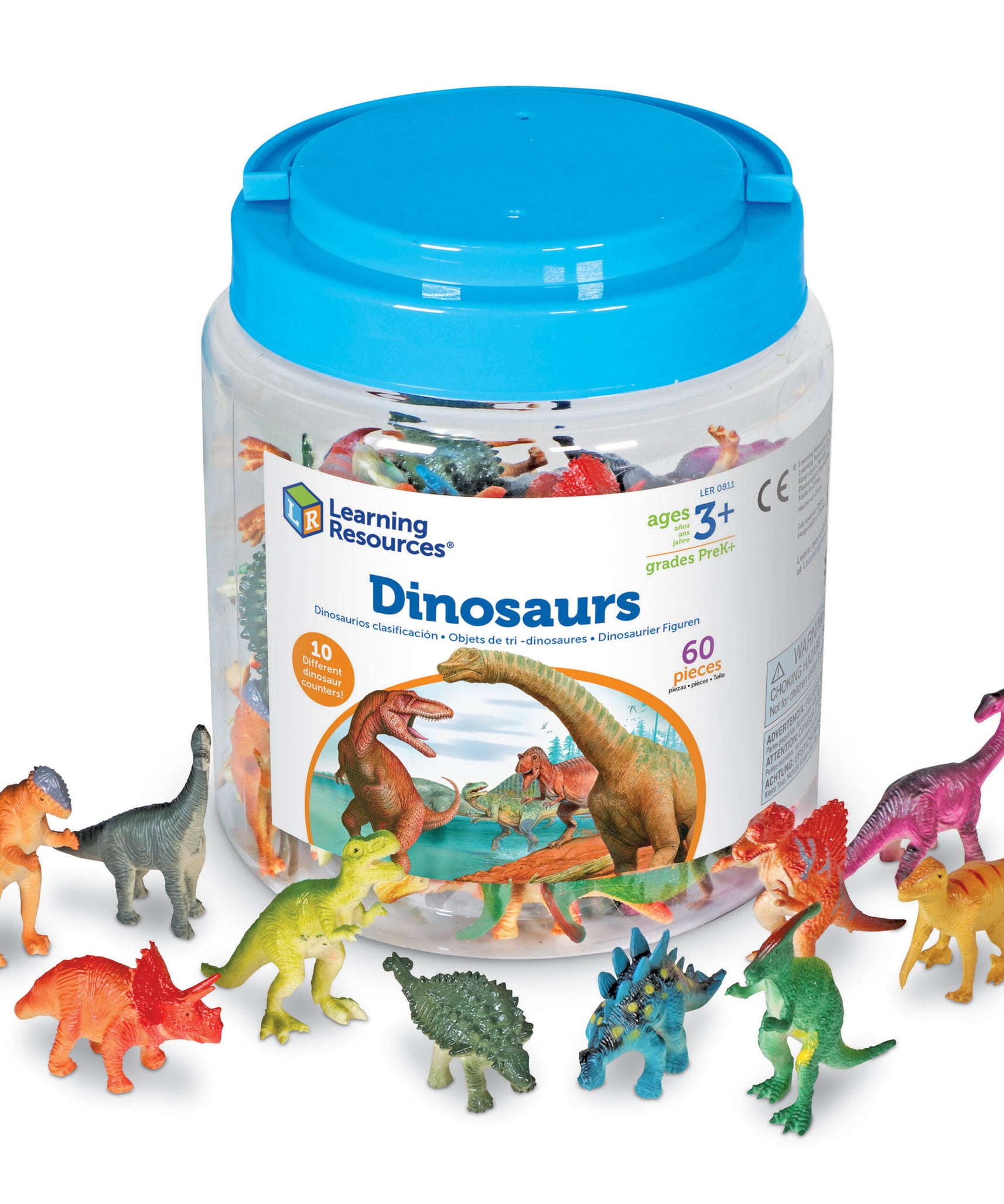 موارد التعلم - عدادات الديناصورات، مجموعة من 60 شخصية واقعية للعد والفرز واللعب الخيالي، للأعمار من 3 سنوات فما فوق