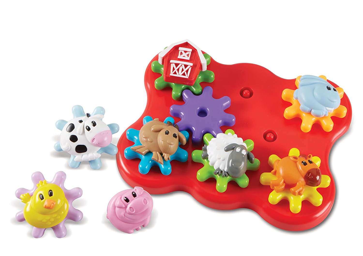 Learning Resources Barnyard Friends Build and Spin, Toddler Gear Toy with Farm Animal Pieces, Cause and Effect STEM Toy for Ages 2+