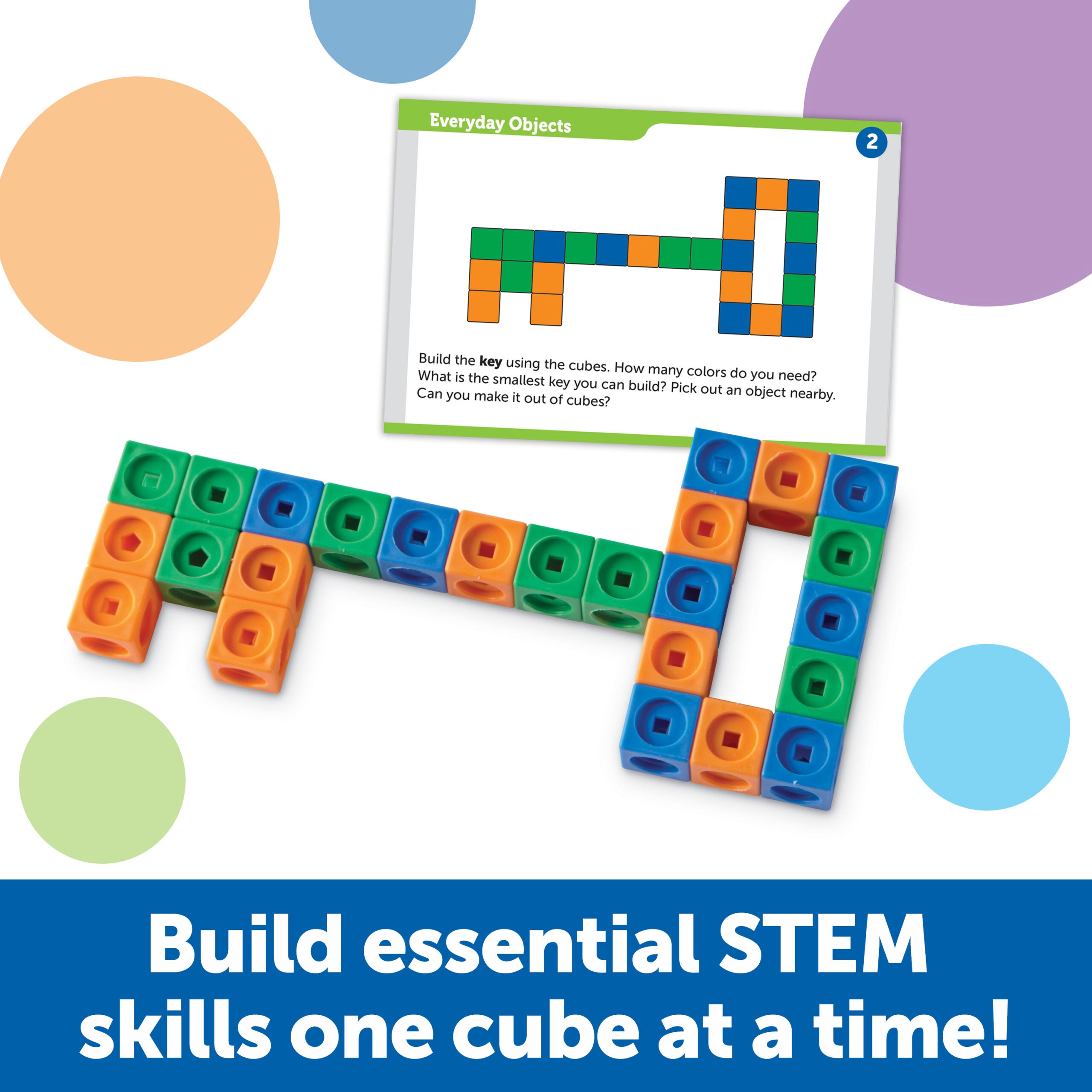 لعبة العد التعليمية MathLink Cubes من Learning Resources، مجموعة بناء STEM مع 100 مكعب و10 تحديات، تُعلّم الرياضيات المبكرة ومهارات حل المشكلات، للأعمار من 5 سنوات فما فوق