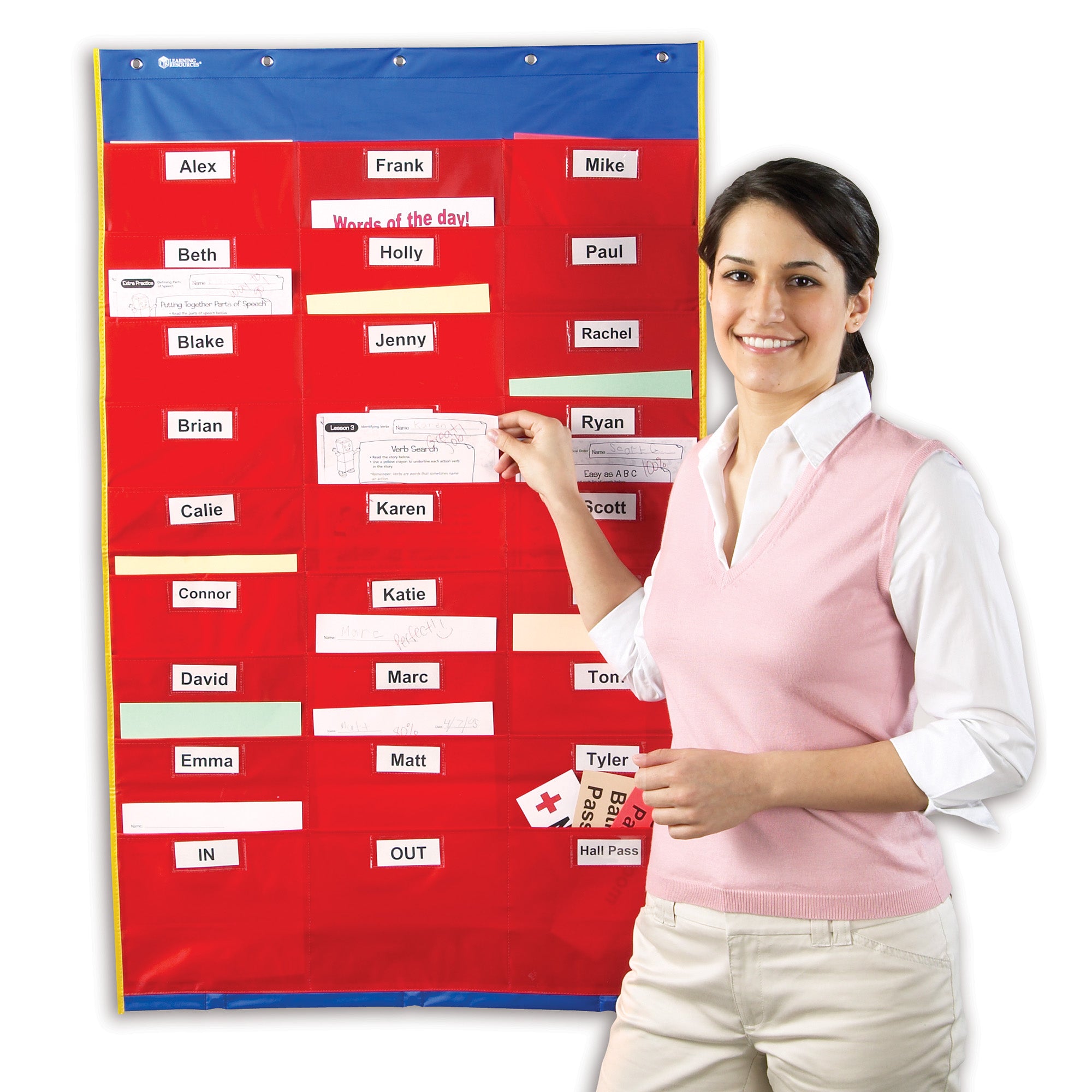 Learning Resources Organisation Station Pocket Chart, 27 Pockets for Organizing Homework, Notes, and Files, Includes Wipe-Clean Labels, Wall-Mountable, Classroom or Office Use