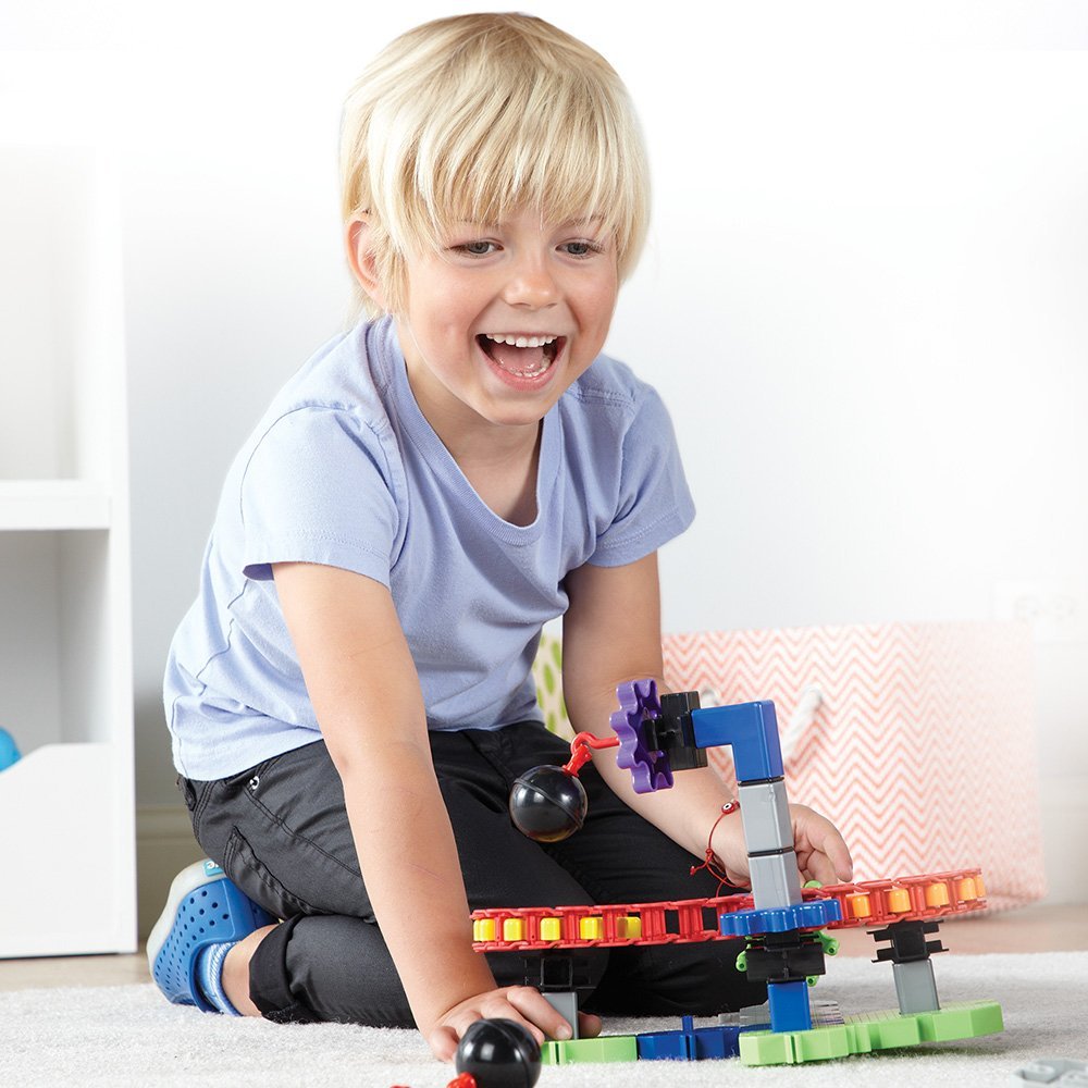 موارد التعلم: تروس! تروس! تروس! آلات متحركة، مجموعة بناء هندسية STEM مع تروس وبكرات وسلاسل، للأعمار من 5 سنوات فما فوق