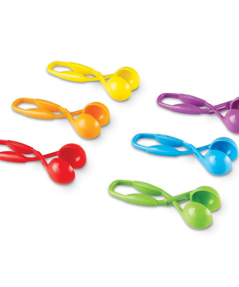 Learning Resources Squeezy Tweezers, Set of 6, Fine Motor Skills Tool for Kids, Strengthens Hand Muscles, Ideal for Sensory Play, Includes Storage Bucket, Ages 3+