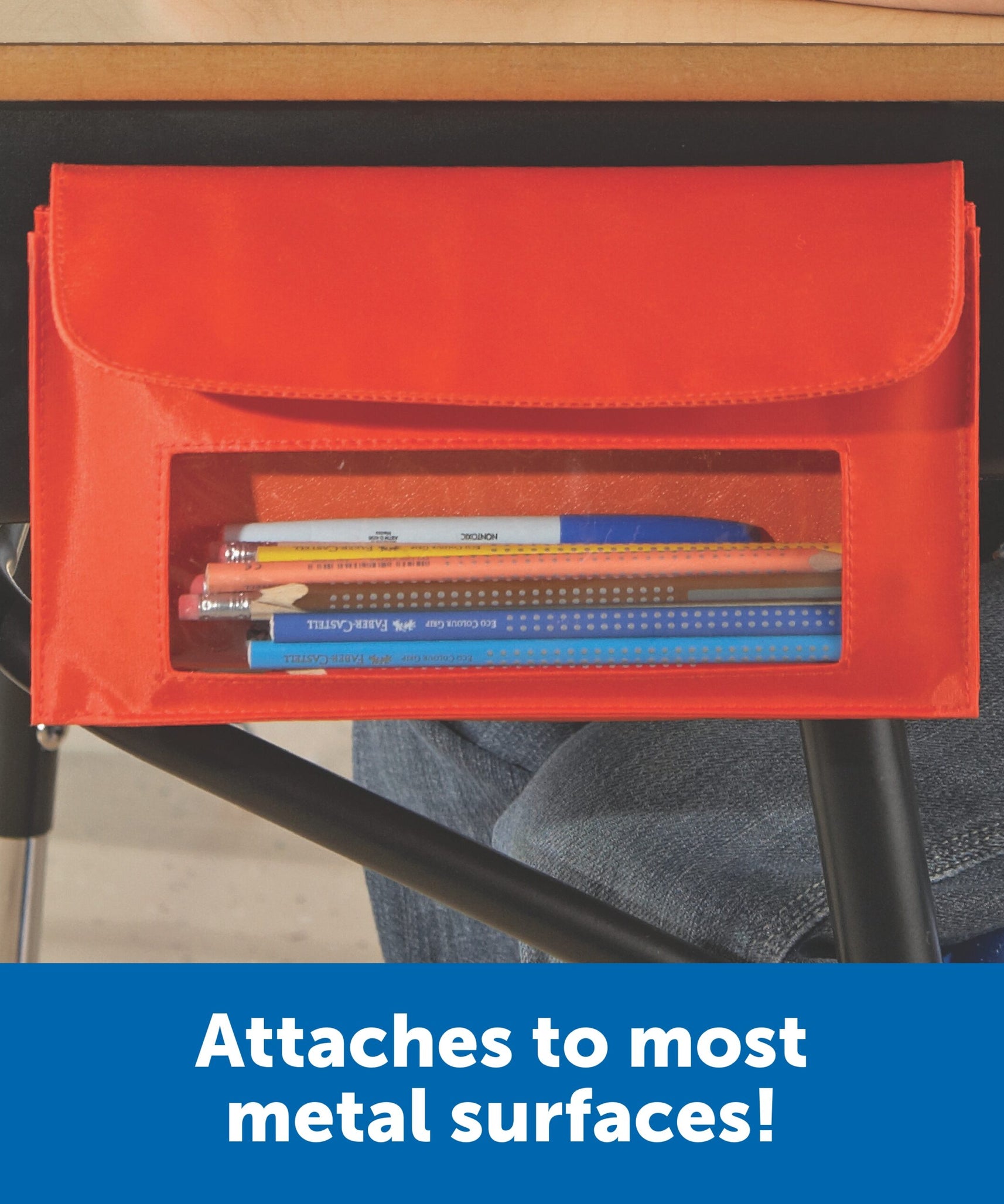 Learning Resources Magnetic Storage Pockets (Set of 4), Easy-to-Use Classroom Organizer, Attaches to Magnetic Surfaces, Holds Up to 350g, Clear Plastic Window for Easy Identification, Multi-Color Set