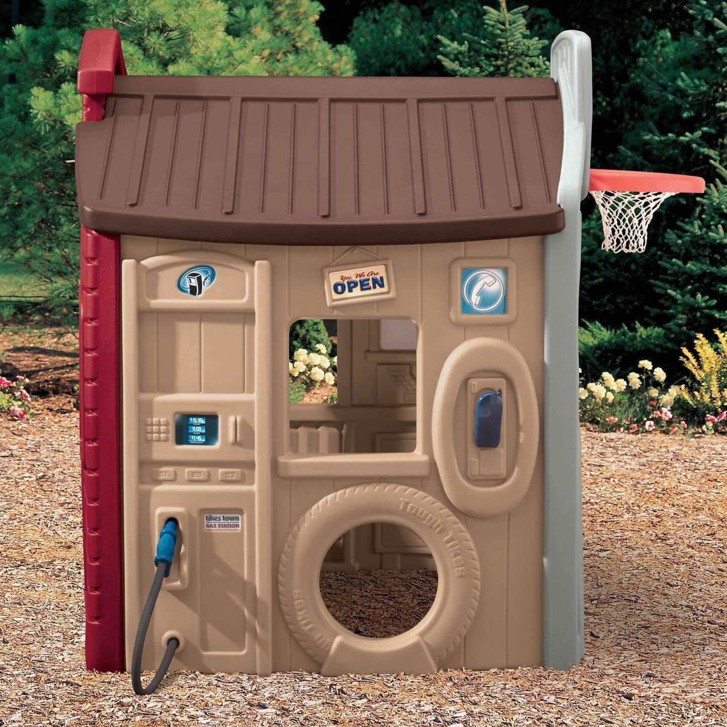 Little Tikes Town Playhouse, 4-in-1 Role Play Zones, Durable Indoor & Outdoor Playhouse with Garage, Market, School & Sports Wall, Ages 18 Months+
