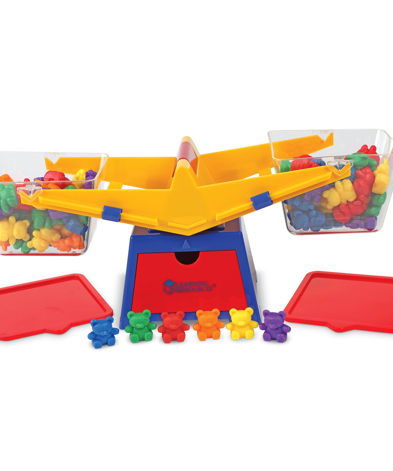 موارد التعلم - ميزان دلو أساسي مع عدادات مقارنة الدببة، أداة تعليمية عملية للرياضيات للوزن والقياس والمقارنة، تتضمن 102 عداد ودليل أنشطة، للأعمار من 3 سنوات فما فوق