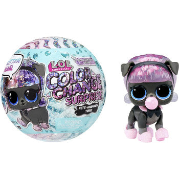 L.O.L. Surprise Glitter Color Change Pets with 5 Surprises, Collectible Fashion Doll and Accessories, Kids Toy Ages 4+