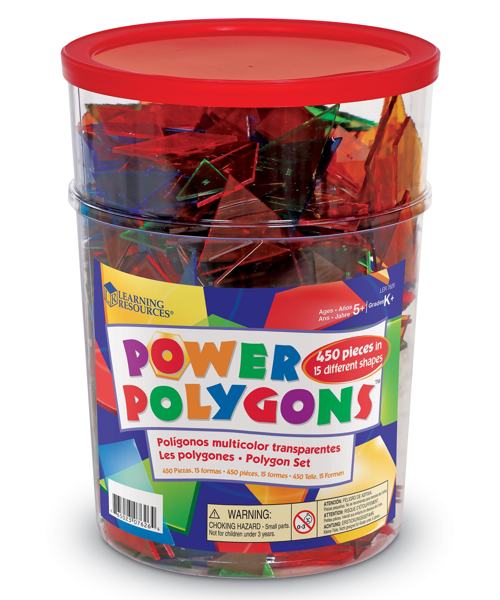 مجموعة أدوات تعليمية متعددة الأضلاع من Learning Resources، 450 شكلاً شفافًا ثنائي الأبعاد لتعلم الهندسة والأنشطة الصفية