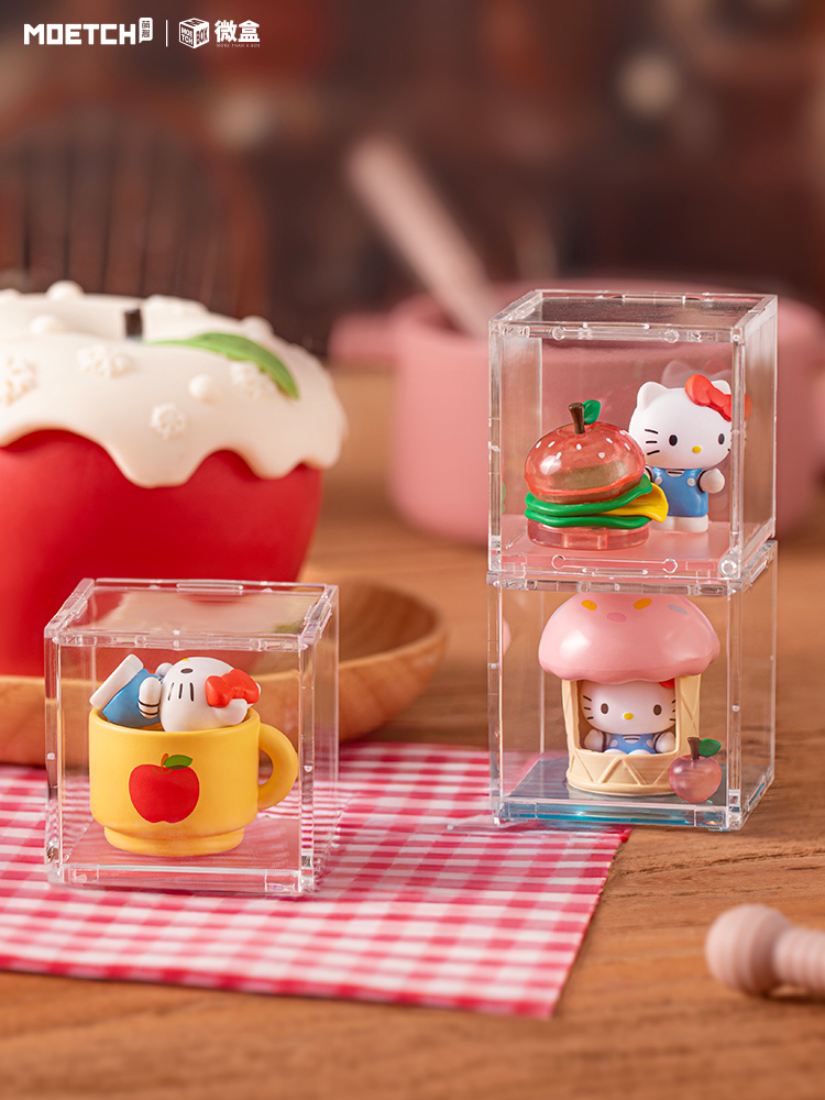 صندوق مويتش سانريو هيلو كيتي بيج آبل وركشوب الصغير من سلسلة مايكرو صندوق أعمى، شخصية قابلة للتجميع مع علبة عرض أكريليك، 8 تصاميم مع سر نادر، للأعمار من 6 سنوات فما فوق