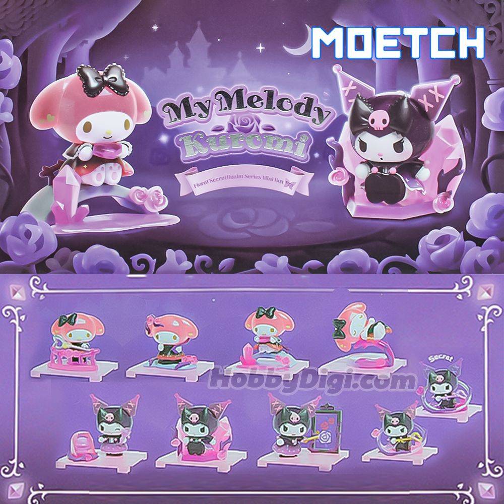 مجسمات مويتش سانريو ماي ميلودي وكورومي فلورال سيكريت ريلم بلايند بوكس ​​- لعبة عشوائية قابلة للتجميع، قطعة واحدة، مجسمات ومقتنيات مفاجئة غامضة، للأعمار من 6 سنوات فما فوق