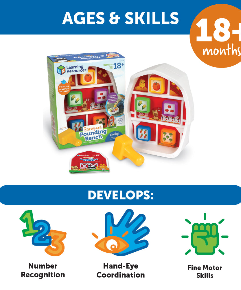 لعبة مقعد الدق في الفناء من Learning Resources مع كتاب قصصي للأطفال الصغار من عمر 18 شهرًا فما فوق