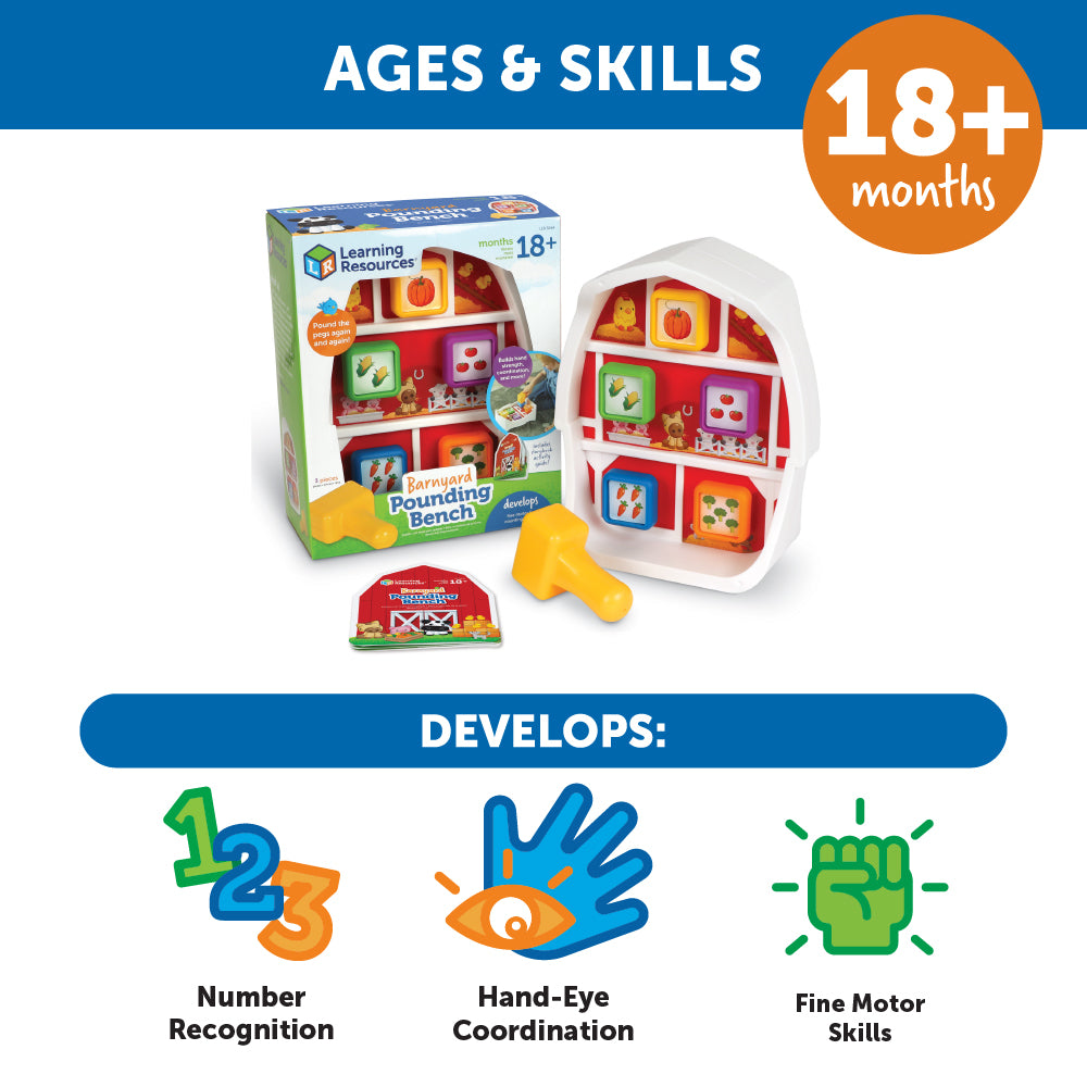 لعبة مقعد الدق في الفناء من Learning Resources مع كتاب قصصي للأطفال الصغار من عمر 18 شهرًا فما فوق