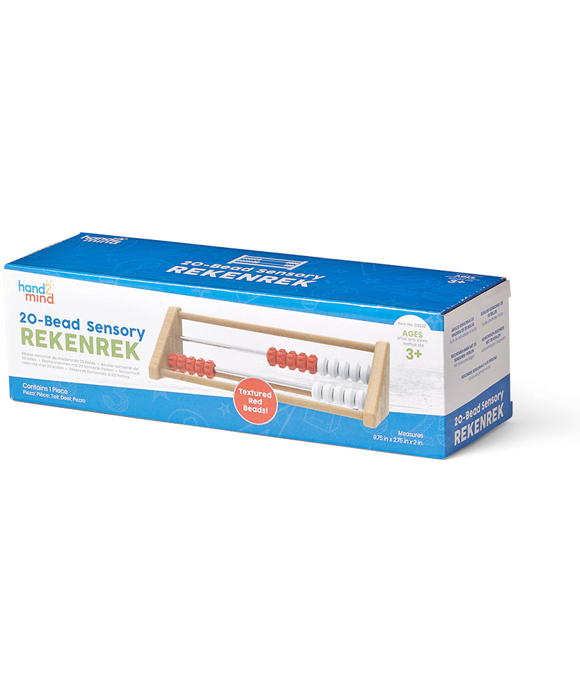 موارد تعليمية - عداد خشبي للأطفال، مكون من 20 حبة، أداة تعليمية عملية للحساب والجمع والطرح