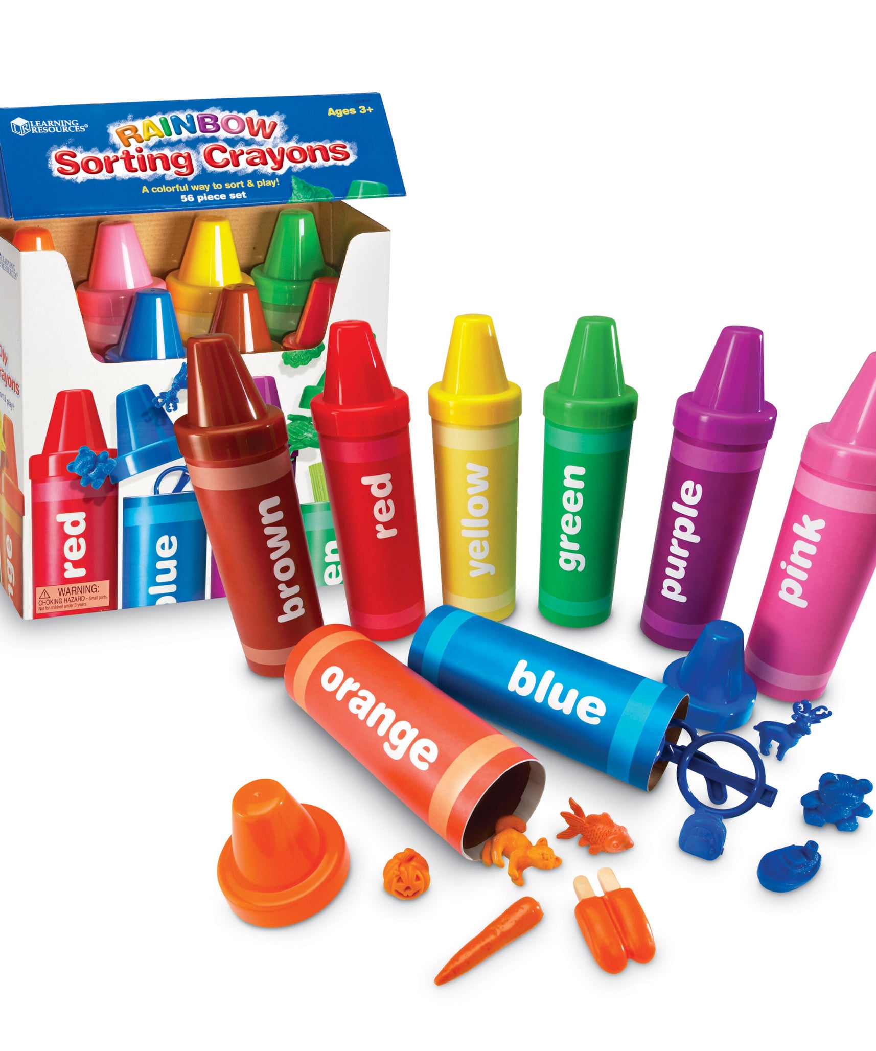 موارد التعلم - أقلام تلوين قوس قزح للفرز، لعبة التعرف على الألوان والفرز، 48 قطعة، أنشطة رياضية مبكرة ممتعة للأطفال من سن 3 سنوات فما فوق