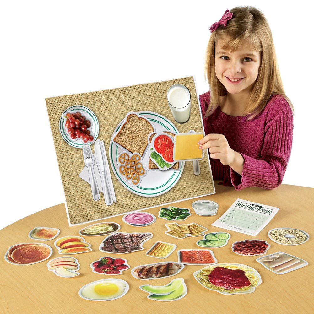Learning Resources Magnetic Healthy Foods Set, 34 Realistic Food Magnets for Kids, Learn About 5 Food Groups with Write & Wipe Placemat, Educational Nutrition Toy for Ages 3+