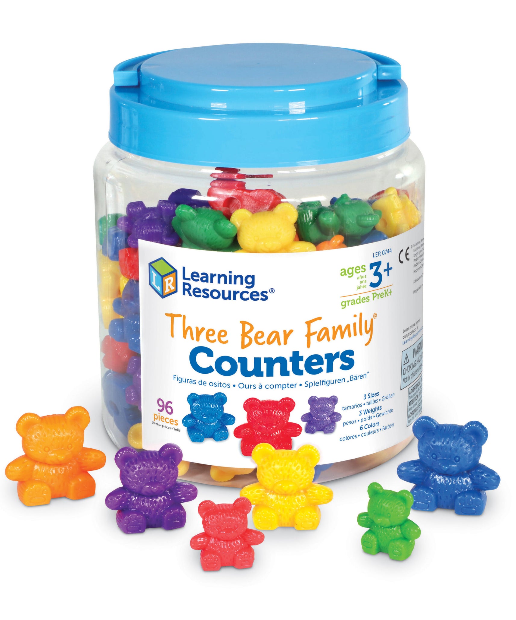 Learning Resources Three Bear Family Counters, Set of 96, Multi-Coloured Maths Counters for Counting, Sorting, Patterning & Weight Comparison, Ideal for Classroom Learning, Ages 3+