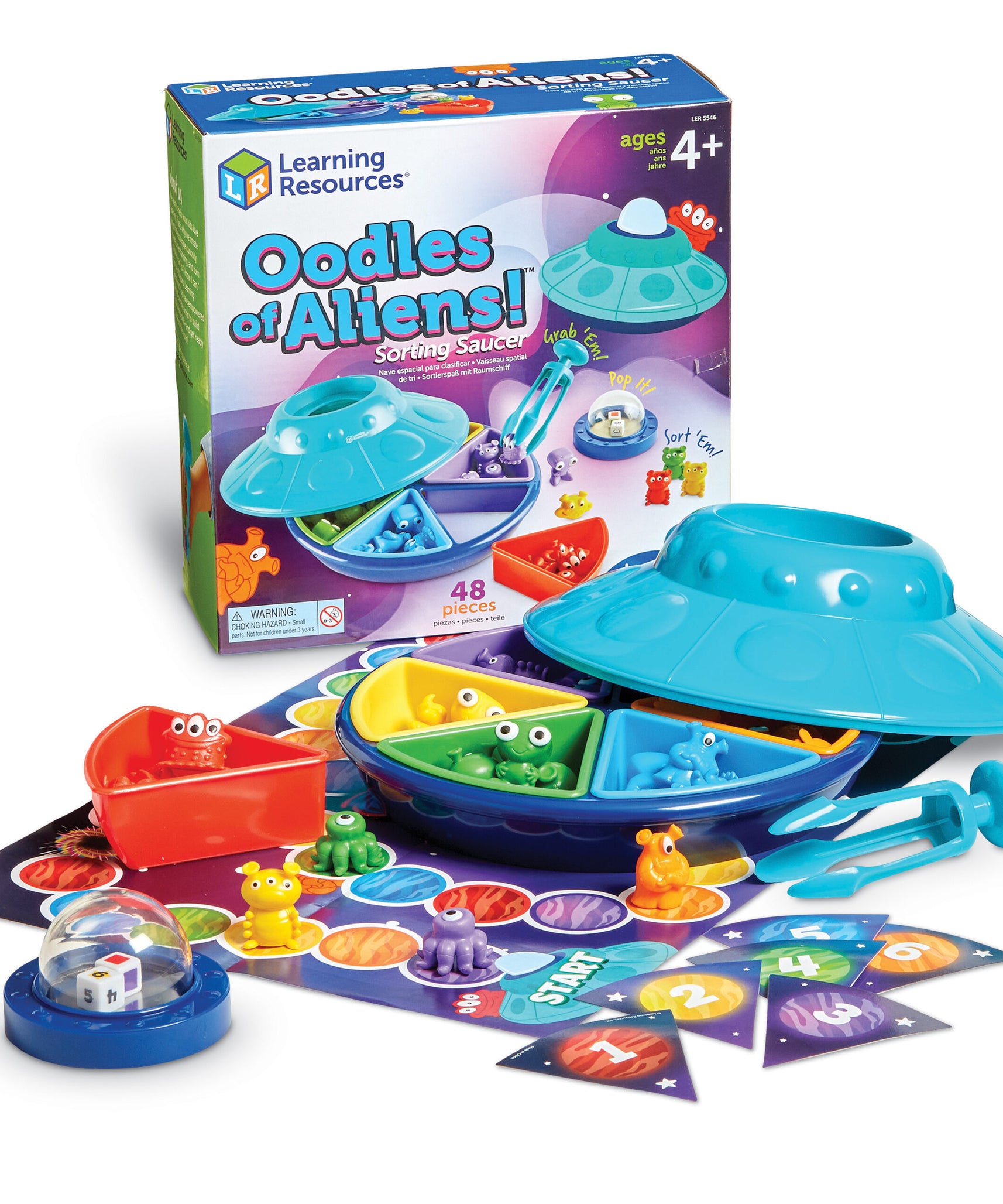 Learning Resources Oodles of Aliens! Sorting Saucer, Fine Motor & Sorting Game for Kids, 48 Pieces, Ages 3+